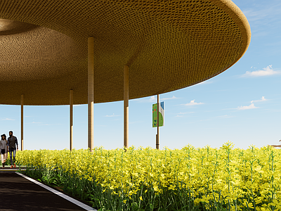 中式亭子 草帽 茅草亭 乡村亭子 艺术装置