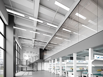 现代其他办公空间 现代流水线工厂