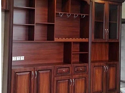 中式实木红木酒柜