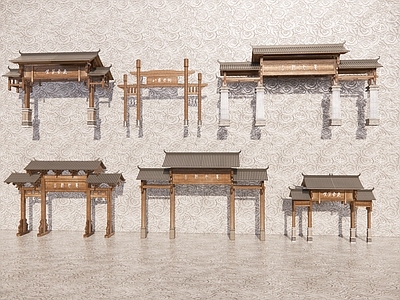 现代新中式牌坊牌楼 牌坊 牌楼 门楼 入口大门 寨门