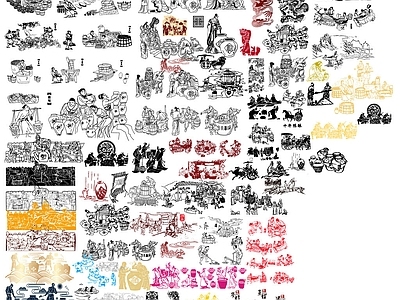 现代人物 古代人物酿酒图 施工图