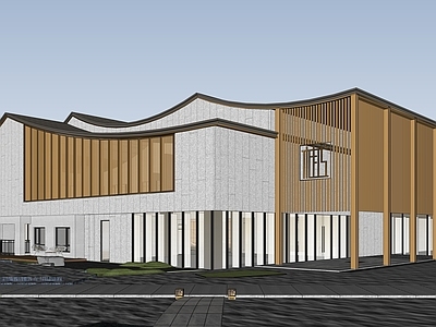 现代新中式售楼处建筑 现代售楼处 售楼部景观 会所建筑 展馆建筑