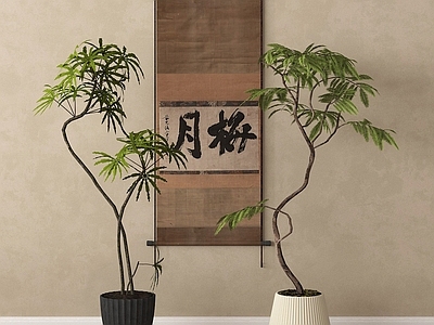 盆栽 绿植盆栽 挂画