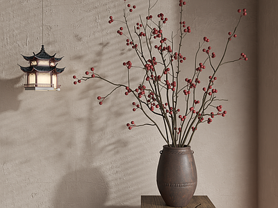 中古侘寂花艺 侘寂花艺 中古花艺 新中式花艺 现代花艺 花瓶