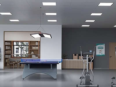 现代简约活动室 干部活动室 员工活动室 墙面标语 棋牌室 健身活动室