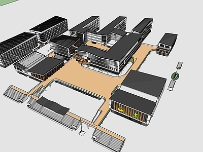 现代简约学校建筑 学校建筑单体