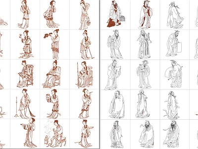 现代人物 古代人物 施工图