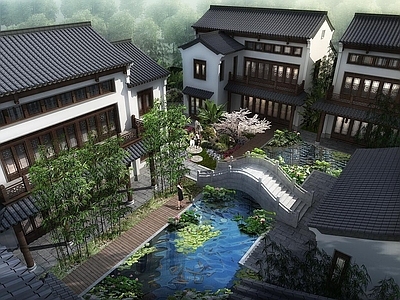 中式合院庭院