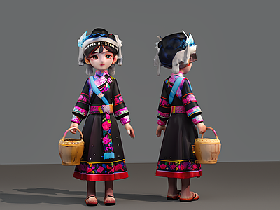 女人 傈僳族 少数民族 民族服饰 民族装扮 雕塑