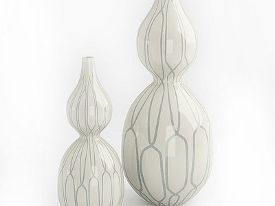 现代白色陶瓷瓶子组合