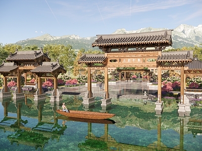 现代新中式牌坊牌楼 牌坊 牌楼 门楼 寨门 大门