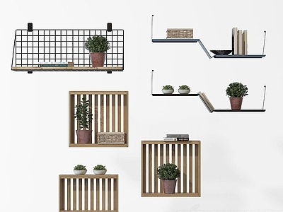 现代实木绿植陈列架
