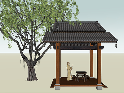 中式亭子 中式 古代 亭子 四角亭
