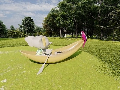 现代雕塑小品 小象划船雕塑