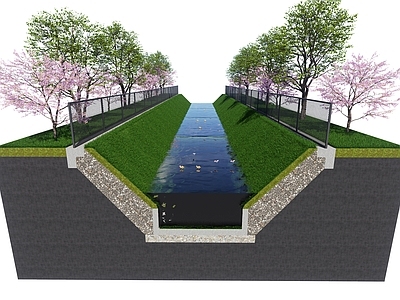 现代滨水景观 河道 栏杆 改造 渠道