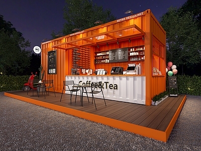 工业现代甜品面包店 面包店 集装箱 早餐店