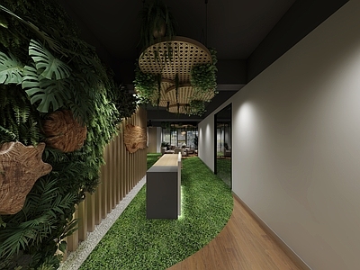 绿植墙 植物墙 沙发组合 休闲区