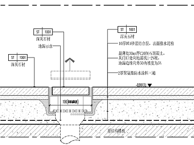 地面综合节点 门槛石节点 隐形地漏节点 淋浴间地面节点 卫生间地面节点 淋浴隔断地面节点 施工图