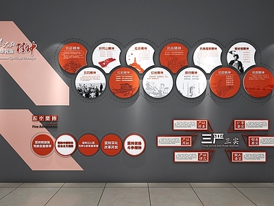 现代教室 党建文化墙 中国精神 红色文化 爱国教育文化墙