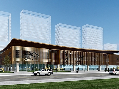 现代展览馆建筑 文化馆 图书馆 综合馆 办公楼