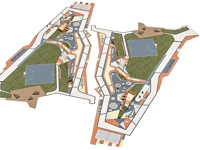 现代景观公园 儿童游乐场地 城市运动公园 儿童滑梯游乐器材 塑胶跑道公园 口袋公园线性公园