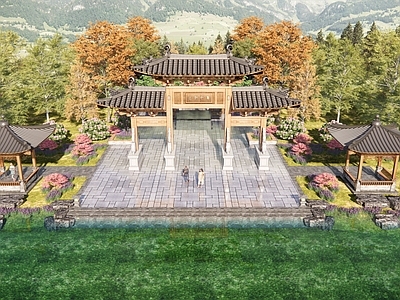 现代新中式牌坊牌楼 牌坊 牌楼 门楼 大门 寨门