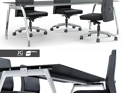现代简约办公桌椅 皮革桌椅 不锈钢桌椅