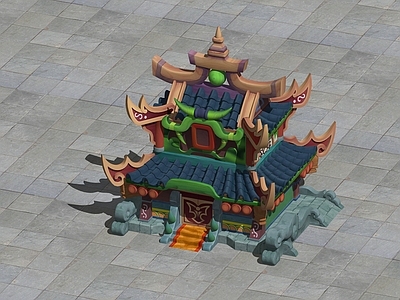 复古中古风格建筑 修罗门主殿 古风建筑