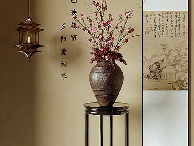 新中式中式花艺 插花花艺 挂画