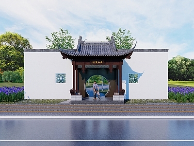 新中式亭子 凉亭 山墙凉亭 水榭 古典凉亭 园林景亭