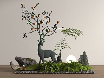 现代其他景观小品 现代其他景观小品 景观造景 苔藓景观 植物 庭院景观 景观树