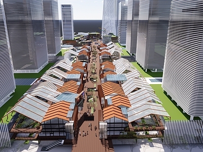 现代新中式商业街 商业街景 商业天街 商业打卡地 新中式商业街