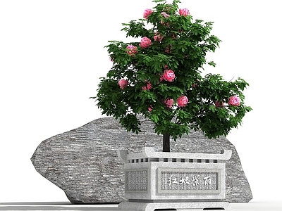 现代其他景观小品 石雕花盆