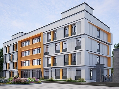 现代学校建筑 现代 4层 教学楼建筑