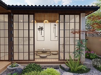 日式别墅庭院 日式禅意庭院