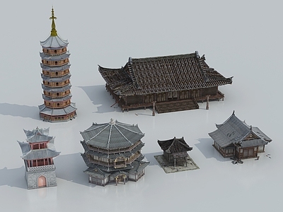 中式古建 中式古建 古塔 中式城楼