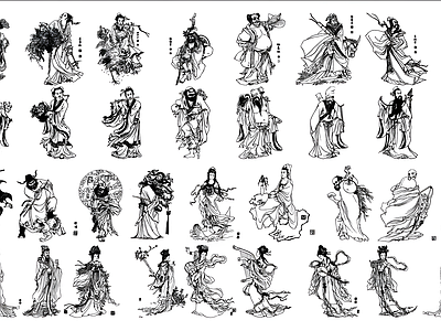 新中式人物 古代人物 施工图