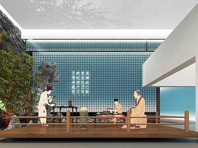 现代新中式其他展厅 新中式博物馆 茶室场景