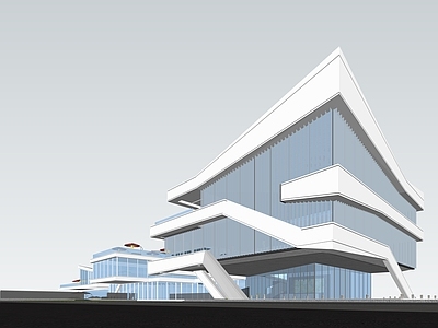 现代展览馆建筑 邻里中心 文化展览馆