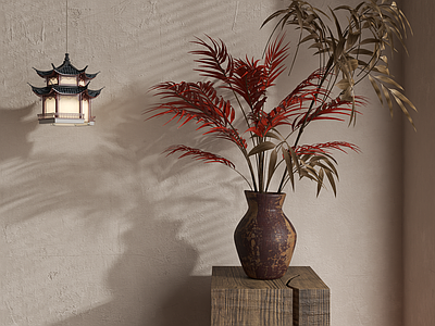 中古侘寂花艺 侘寂花艺 中古花艺 新中式花艺 现代花艺 花瓶