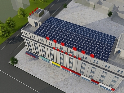 现代办公楼 多层办公楼 高层办公楼 屋顶光伏