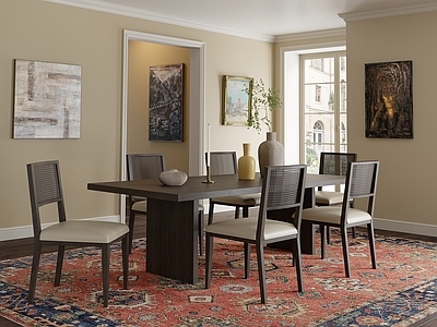 复古现代家居餐厅 无主灯餐厅