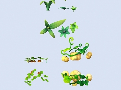 花草组合 卡通 植物 灌木