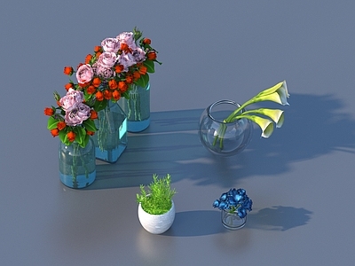 现代花钵 花卉 花艺摆件