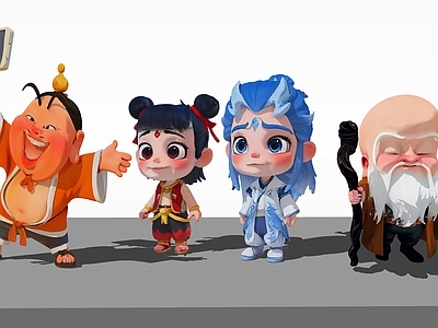 现代工业摆件组合 哪吒摆件 太乙真人摆件 敖丙组合