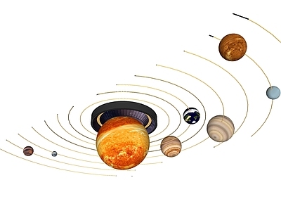 现代艺术装置 太阳系星体模拟 室内艺术装置