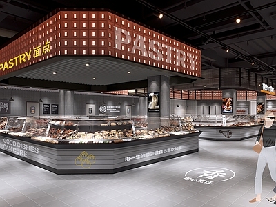 现代超市 超市熟食区 超市收银区