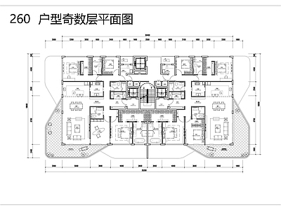 现代新中式住宅楼建筑 260四代宅 未来社区户型方案 第四代住宅户型 空中院墅户型方案 施工图