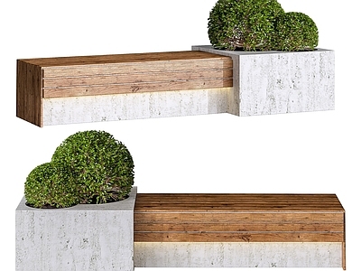 现代其他景观小品 现代盆栽花基户外椅