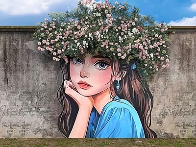 现代文化墙 墙绘鲜花美陈花